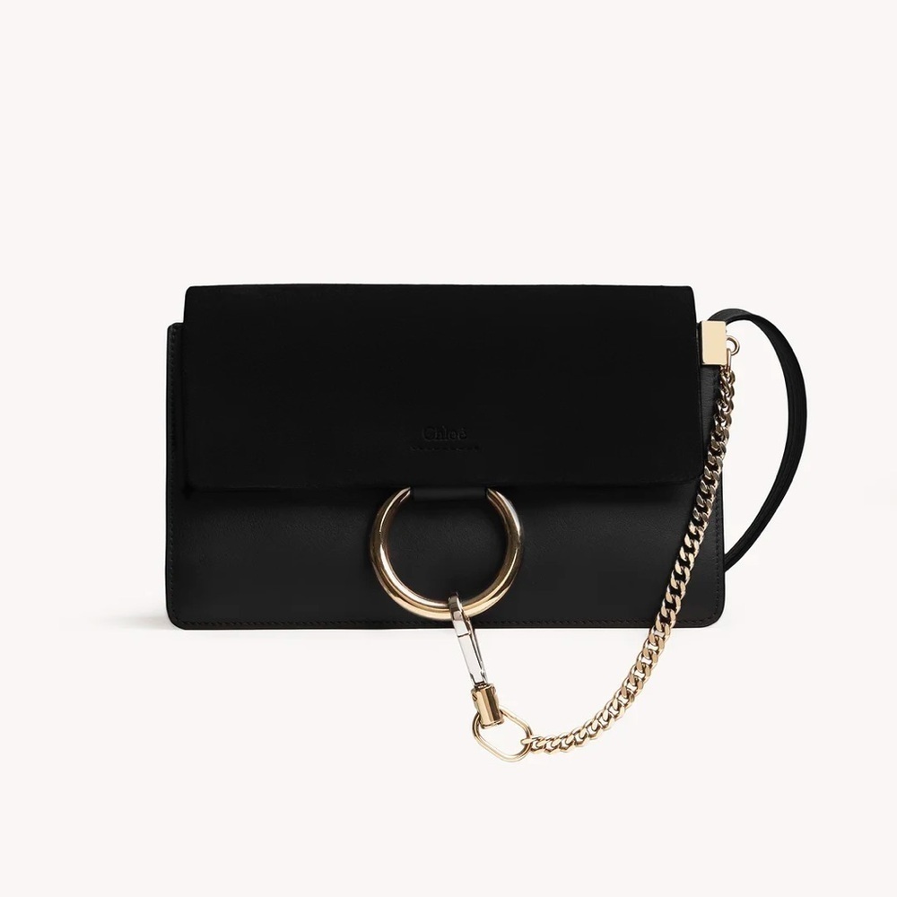 Chloe black leather and suede Small Faye crossbody / shoulder bag